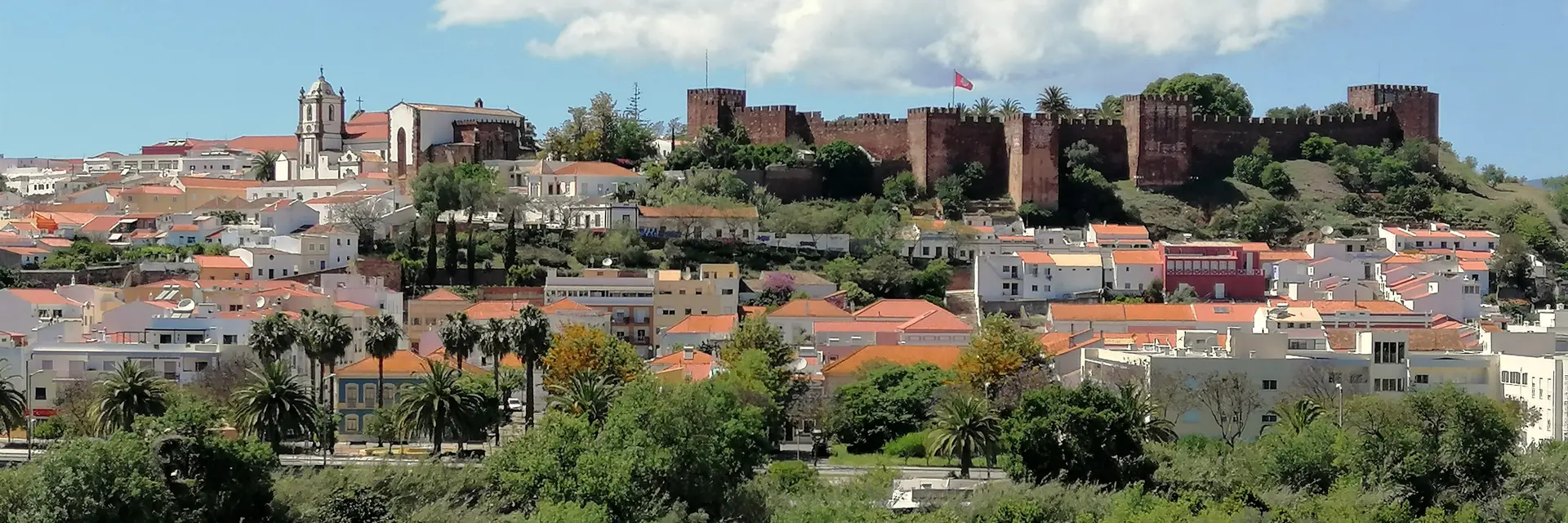 Silves castle and white houses above the red-stone town
