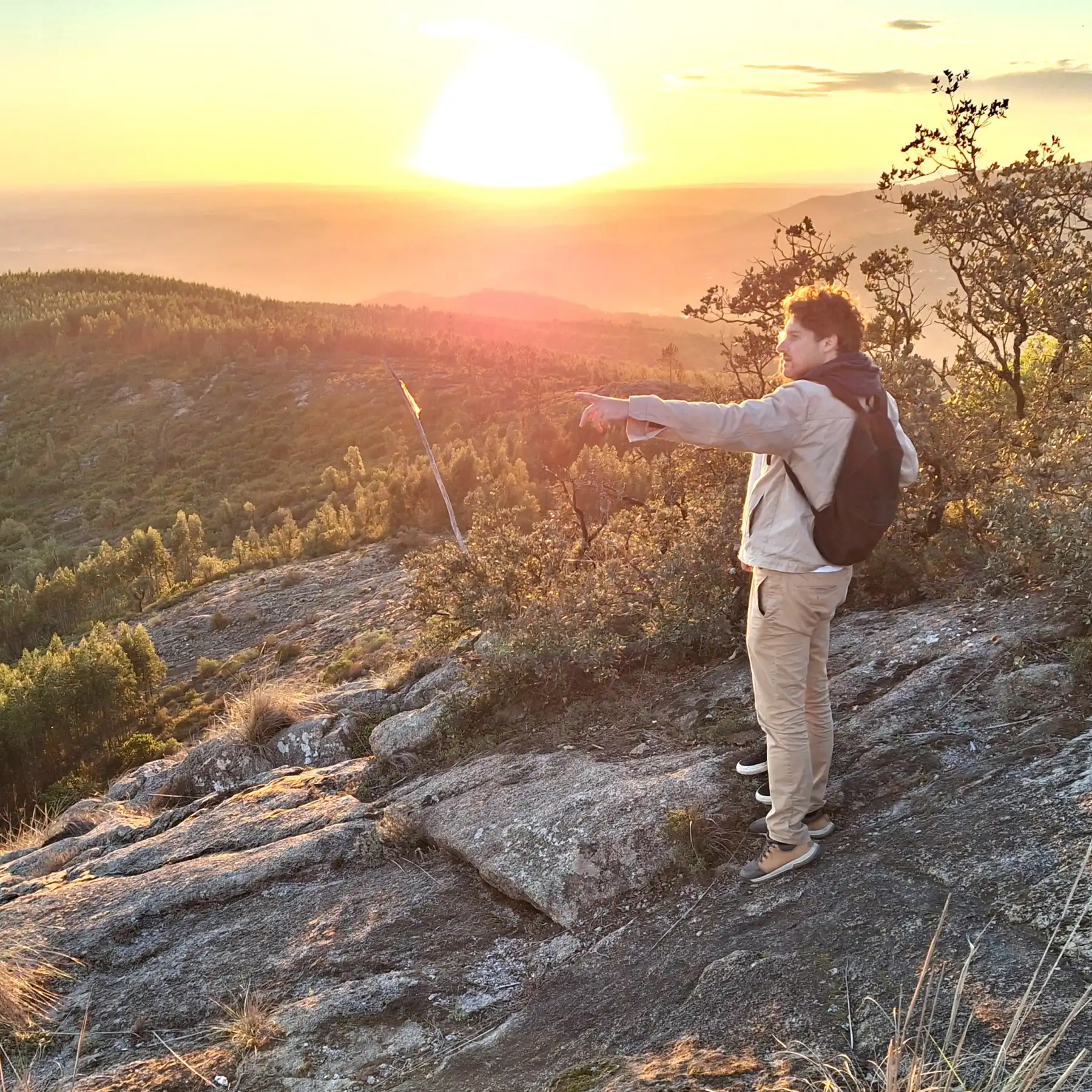 Guest looking over Monchique at sunset