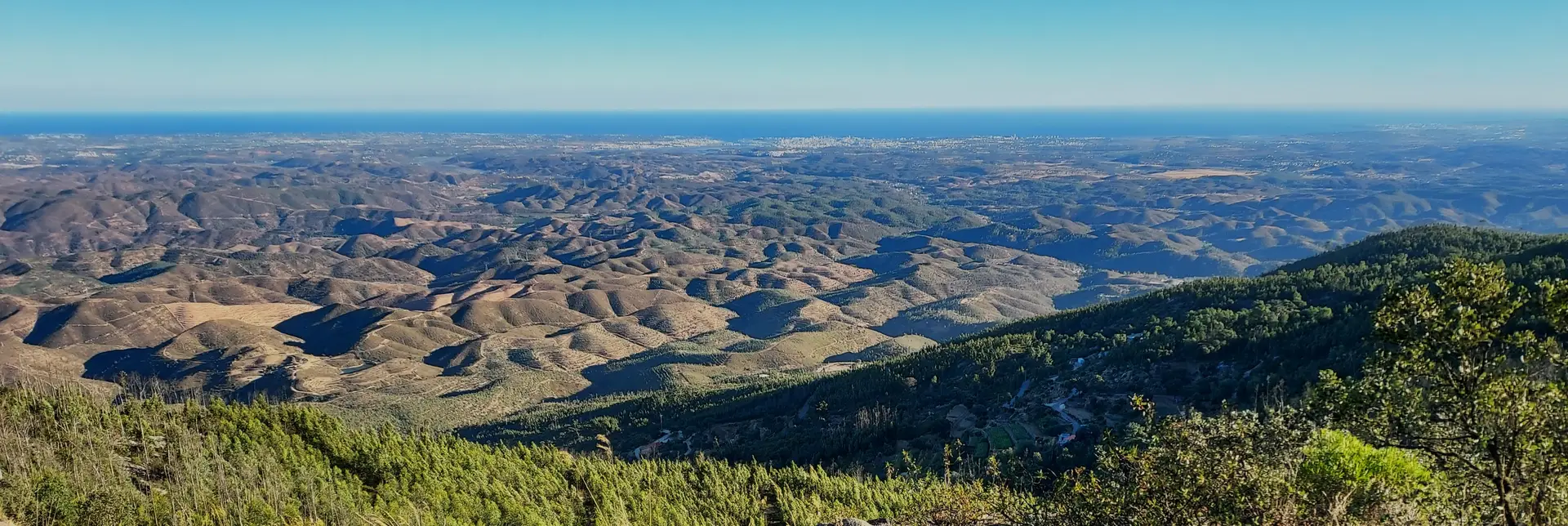 Wide mountain panorama from Monchique toward the Algarve coast